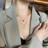 Acero de Titanio Cara Sonriente Cuentas de Transferencia Collar Apilado de Doble Capa para Mujer Lujo Accesible Cadena para Clavícula de Nicho Elegante Popular Cadena para Cuello Cadena para Sudadera