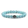 Pulseira de Pedra Olho de Tigre Pedra Biliar Preta Quente Mais Vendida Transfronteiriça Pulseira de Contas de Pedra Turquesa Pedra Mapa Pedra Zebra Mesmo Estilo para Homens e Mulheres