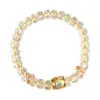Pulsera de Cristal Topacio Tallado en Tejas para Mujer Lujo Ligero Nuevo Brazalete Chino Estilo Antiguo Brazalete Passepartout Elástico Ajustable