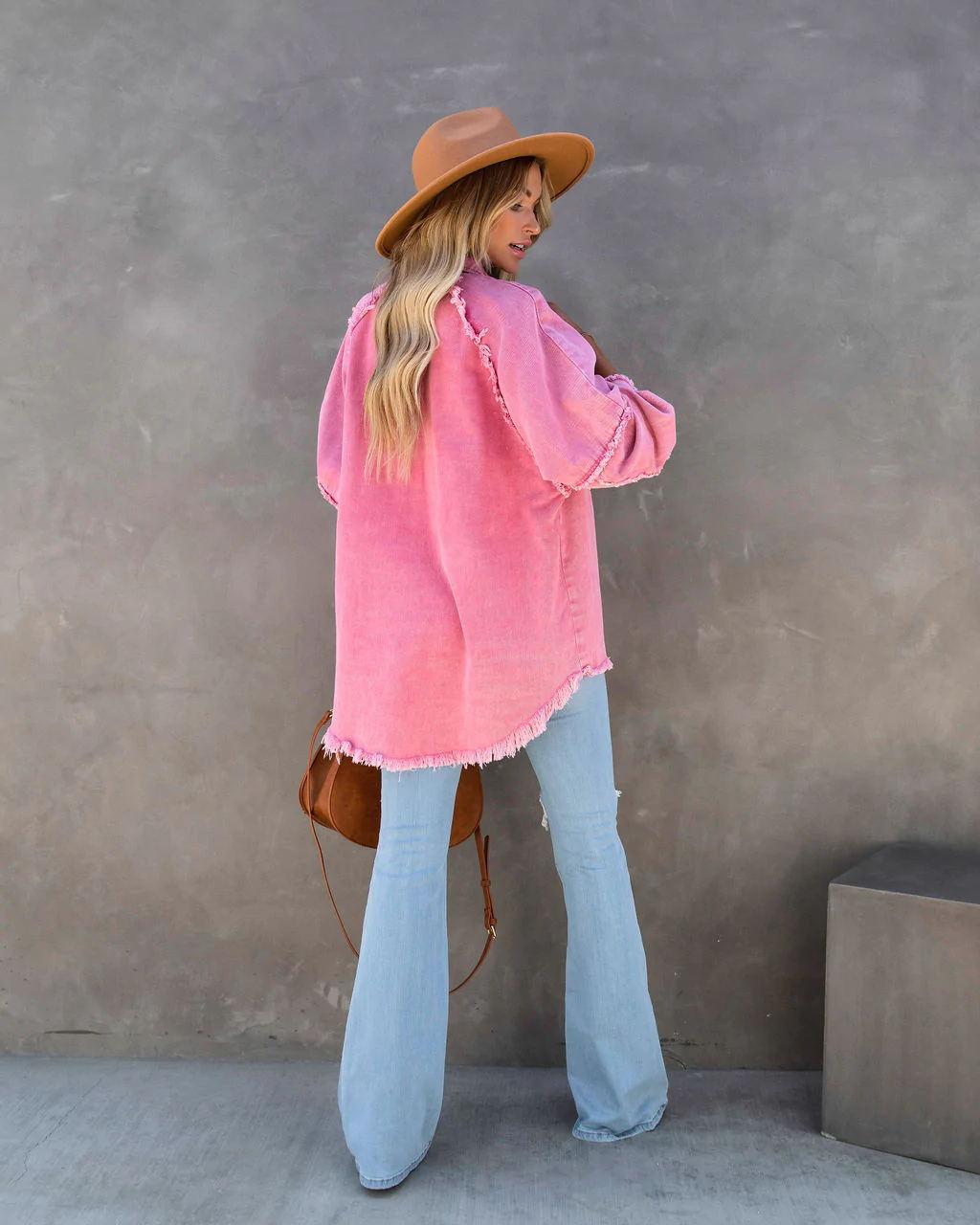 albertacottonfrayedshacketpink