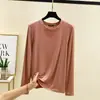 Nueva camiseta versátil de manga larga con cuello redondo de modal para primavera y otoño, una capa interior dulce y fina, un top cómodo para mujer