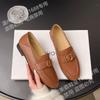Mocasines de piel de oveja para primavera y verano, planos, de una sola capa, con suela blanda, transpirables y combinables, para mujer, de estilo británico, sin cordones.
