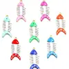 8 Colores 12x30 mm Acero Inoxidable Esmalte Dorado Goteo de Aceite Colgante de Animal Colgante de Espina de Pescado Doble Cara Accesorios para Joyería DIY