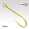 Gancho de manga de tubo Gold Sleeve Gancho de peixe com furo de anel farpado cabo longo Bulk pequeno gancho de carpa Luya White Strip Horse Mouth Hook