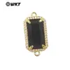 WT-C326 opcional multicolor piedra natural rectángulo circonita adornos conectores colgantes accesorios para joyería DIY
