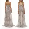 Vestido Largo de Malla Transparente Sexy con Estampado Animal, Tirantes Finos, Ceñido a la Cintura, Abertura, para Fiesta y Vacaciones, Ropa de Mujer, 2026