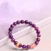 Pulseira de Amethysto de Círculo Único Estilo Montanha Putuo para Mulheres, Pulseira do Ano Zodiacal de Cristal Morango, Presente Exquisito de Nicho de Luxo Leve