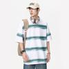 Playera de Manga Corta Camiseta Interior para Hombre Abrigo de Manga Corta Rayas Coloridas Manga Corta para Hombre Verano Negro Verde Azul Café Versión Coreana