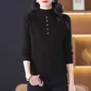 Procesamiento OEM nuevo suéter de mujer otoño e invierno 2026, jersey de cuello semi-alto para madres de mediana edad, elegante y rejuvenecedor