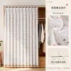 Elegante cortina de linho para portas de guarda-roupa, cortina à prova de poeira para prateleiras de armários e estantes, instalação sem necessidade de furar