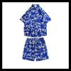Camisa Hawaiana de Manga Corta Floral para Hombre y Mujer Verano Delgada Estilo Hong Kong Traje Corto Americano Moderno ins Traje de Dos Piezas