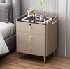 Gabinete de Almacenamiento Completo Simple de Madera Maciza Moderna Estante de Almacenamiento de Cuero Juego Completo Mesa de Noche de Pizarra de Lujo Ligero Apartamento Pequeño de Dormitorio