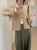 Cardigan Suéter Estilo Chanel Cinza Francês Feminino Outono e Inverno Jaqueta Tricotada Curta de Alta Qualidade Top Outerwear Solto