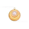 Ins Lujo Accesible Estilo Retro Acero Inoxidable Electrochapado Oro de 18K Perla de Imitación Colgante DIY Pendientes Collar Accesorios de Joyería