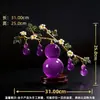 Ornamento de Cristal de Cabaça Amarela em Estoque com Lótus Roxo para Decoração de Casa, Sala de Estar, Entrada, Conta de Vídeo do Tiktok, Dropshipping de Peça Única