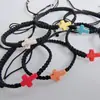 Pulsera Cruz Color Sencillo Turquesa Transfronteriza Nudo Plano Tejida a Mano Pulsera Negra Pulsera de Bautizo