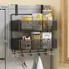 Estante de Almacenamiento Lateral para Refrigerador Estante para Suministros de Cocina Estante Colgante de Pared Lateral Multicapa para Botellas de Especias Película Adhesiva Sin Perforaciones