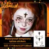 Tatuajes Temporales Cruzados de Halloween Transfronterizos Estilo Oscuro Manchados de Sangre Impermeables Accesorios de Maquillaje de Fiesta de Terror Atmósfera Realista