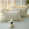 2026 Nueva Funda de Almohada de Algodón con Encaje de Doble Capa Estilo Coreano 48*74cm Funda de Almohada Una Pieza Época Primaveral
