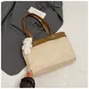 Bolso Tote de Paja Empalmado a la Moda de Gran Capacidad para Mujer 2025 Nuevo Simple Tejido Hombro Axila Bolso de Playa