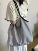 Bolso Tote Rayado Estilo Coreano Nuevo 2026 Transfronterizo para Mujer, Bolso de Hombro Grande para Viajes Diarios, Bolso de Tela Simple y Versátil