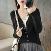 Cardigan de Punto Nuevo para Mujer Otoño Invierno Cuello en V Abrigo Delgado de Punto Suéter Manga Larga Suave y Esponjoso