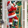 Capa de Porta de Natal Temu Papai Noel Quebrando a Parede Atmosfera de Chegada Festa Festival Porta de Entrada Bem-Vindo Pano Pendurado