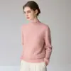 Suéter de Cachemira Grueso Nuevo para Otoño e Invierno para Mujer, Suéter de Punto Trenzado de Cuello Semi Alto con Tacto de Lana, Top Base Suelto