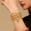 Pulsera de Nudo de Lazo con Perlas Estilo Europeo y Americano, Diseño de Nicho Estilo Bohemio de Moda, Pulsera de Perlas Apilable para Mujeres
