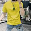 2025 Nova Camiseta Tendência de Manga Curta Masculina Gola Redonda Estampada com Letras Slim Fit Versátil Qualidade Camiseta Masculina de Meia Manga