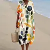 Vestido de punto independiente transfronterizo para toda la web, con escote en V y estampado de vida marina, vestido de manga corta holgado para mujer
