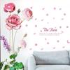 Adesivos de parede rosa flores quarto quente romântico adesivos de papel de parede decorativa autoadesivo sala de estar adesivos de parede de cabeceira
