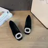 Sapatos de Salto Grosso Estilo Francês Preto Estético com Strass de Bico Fino Sapatos Mary Jane Planos de Salto Grosso 2026 Nova Primavera para Combinar com Saias
