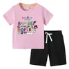 Camiseta infantil de verano 2023, nueva ropa de comercio exterior para niños, estilo coreano, pantalones de algodón de manga corta para niños, traje de dos piezas