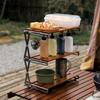 Mesa plegable portátil de madera maciza para acampar al aire libre, de tres capas, multifuncional, de múltiples capas