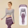 Conjunto de Ropa de Yoga de Manga Larga para Mujer Talla Grande, Transpirable, Secado Rápido, para Pilates, Entrenamiento, Fitness, Running, con Almohadillas en el Pecho
