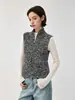 Chaleco de punto con cuello alto y doble cremallera para mujer, estilo "old money" francés, prenda exterior casual de otoño para capas