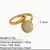 Anillo de Acero Inoxidable y Piedra Natural Estilo Europeo y Americano Diseño de Nicho Gama Alta Estilo Mid-Century Anillo de Acero de Titanio Joyería que No se Desvanece para Mujeres