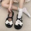 Zapatos Pequeños de Cuero con Plataforma de Suela Gruesa para Mujer, Nuevos Mocasines con Hebilla de Lazo, Zapatos Mary Jane Estilo Británico con Punta Ancha