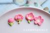 Horquilla de cuerda para el cabello hecha a mano, material de crema, pegamento, resina casera, accesorios de joyería, flor de durazno rosa, capullo de flor de cerezo