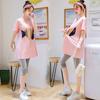 Conjunto de Moda Verão para Gestante em Estoque, Novo Conjunto de Duas Peças com Top de Manga Curta Solto de Comprimento Médio para Primavera e Verão