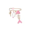 Broche Colgante Estilo Océano Europeo y Americano con Goteo de Aceite, Imitación de Pescado y Caracola, Perla Artificial, Estilo Vacacional de Nicho, Accesorio Multifuncional al por Mayor