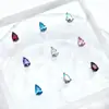 Pendientes de Aleación de Titanio F136 Incrustados con Circonita 5A Pendientes de Gota de Agua Clavos para Cartílago del Oído Joyería con Rosca Interna de Titanio Grado de Implante Cabeza de Joyería G23