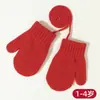 Guantes de Invierno Infantiles de Colores Caramelo, Forrados de Polar y Engrosados para Otoño e Invierno, Guantes Infantiles Colgantes del Cuello, Guantes Tejidos Engrosados y Cálidos