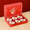 Juego de Cuenco y Plato de Cerámica Vajilla Doméstica Cuencos para Arroz Juego de Caja de Regalo Cuencos y Palillos Transfronterizos Souvenir Tienda de Negocios Apertura de Aniversario