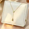 Venta Caliente Pendiente de Acero Inoxidable con Borla de Circonita Multicolor Transfronterizo Europeo y Americano Collar para Mujer Nuevo Estilo de Lujo Ligero de Alta Gama