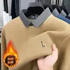 Suéter de Punto Nuevo para Hombre de Invierno Suéter Forrado de Polar Moda Bordado de una Pieza Terciopelo Engrosado Camisa Cálida Cuello de Lana Suéter