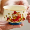 Taza de Té Blanca de Mineral de Roca Gato de la Fortuna, Mejora la Fortuna, Taza Maestra de Cerámica, Taza Individual, Taza Exquisita para Degustación, Juego Individual de Té Kung Fu, Taza de Té