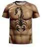 Camiseta 3D Masculina Bodybuilding Tatuagem Simulada de Músculos Camiseta Casual Pele Exposta Peito Musculoso Arte Camiseta Interessante Manga Curta