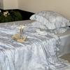 Juego de Cuatro Piezas de Edredón de Verano Tencel Corazón Francés para Chica Edredón Doble de Verano Fresco Edredón para Aire Acondicionado Ropa de Cama Lavable a Máquina